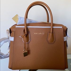 Acorn leather- belted md satchel Michael kors